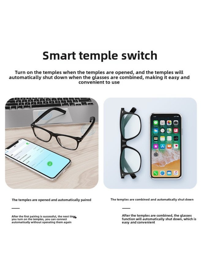 Smart Music Glasses Can Take Pictures Photography Magnetic Switchable Lenses Bluetooth Glasses-Color:Anti-blue Light - Image 4